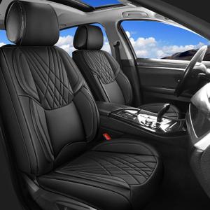 Huidasource Car Seat Covers, Full Coverage Automotive Seat Cushion Covers for Most Car Sedan SUV Pickup Truck, Fit for Acura Honda City Nissan Altima Mazda Hyundai Golf Passat (Full Set/Black)