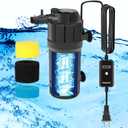 Fumak U - V Aquarium Filter for Green Water, Fish Filter with Timer, Dual Mode(Aeration/Rainfall) for 10-40 Gallon Tanks, Flow Rate & Direction Adjustable , Flow Rate 130GPH