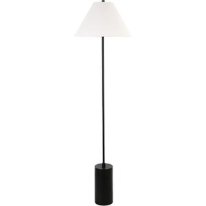 Somerset 64" Tall Floor Lamp with Fabric Shade in Blackened Bronze/White