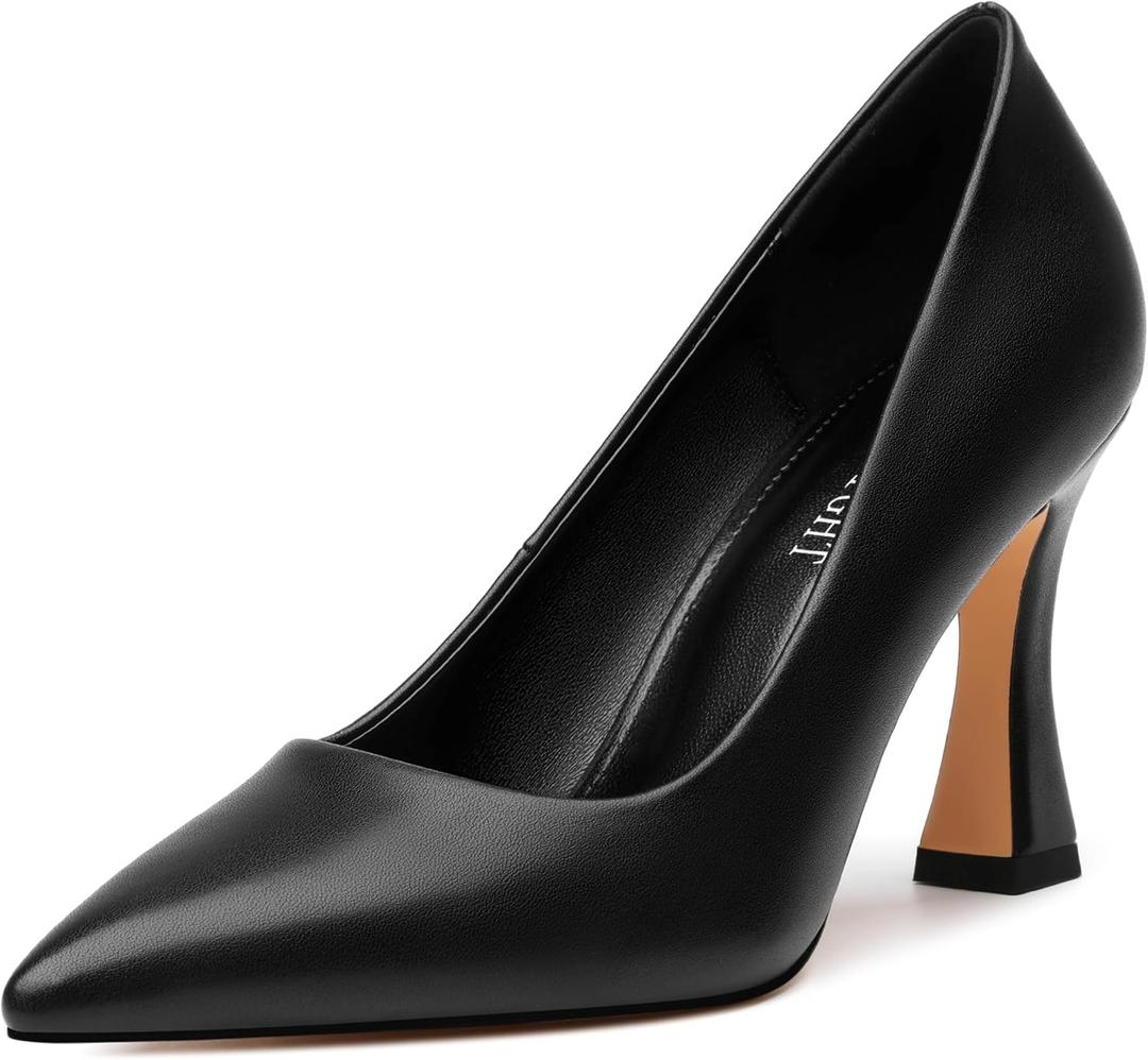 AMBELIGHT Women's Pointed Toe Stiletto Pumps 3.2 Inch High Heels Slip On Classic Comfort Dress Shoes for Wedding Party Office Work (8, Black)