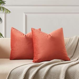 JUSPURBET 22x22 Velvet Pillow Covers Set of 2 Decorative Throw Pillow Covers for Couch Sofa Bed Soft Cushion Covers Cases with Hidden Zipper for Living Room Home Decor Apricot