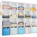 HOMIDEC 20-Cube Storage Shelf, Storage Bookcase Bookshelf with Metal Hammer, Storage Cubes Organizer Cabinet for Kids, Closet, Bedroom, Bathroom, (11.8x11.8x11.8 inch) (White)