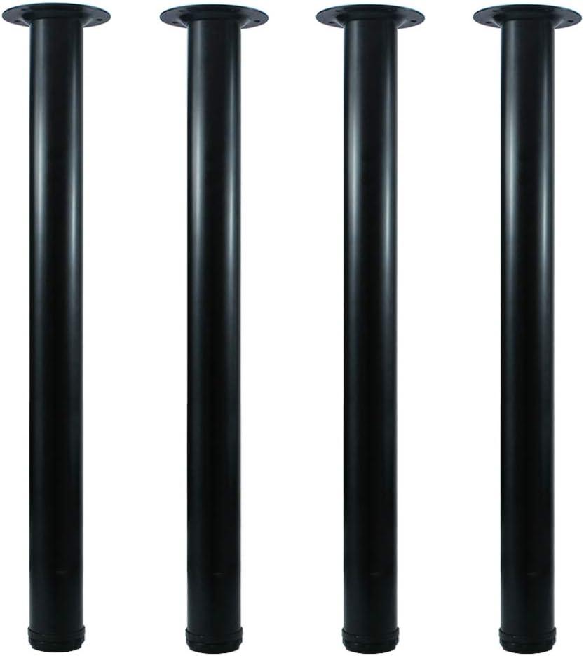 QLLY 24 inch Adjustable Tall Metal Desk Legs, Office Table Furniture Leg Set, Set of 4 (Black)