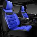 CAR PASS Leather Car Seat Covers Front Seats Only, Universal Fit Automotive Interior Waterproof 3D Foam Back Support Car Seat Covers for Trucks Vans and SUVs Airbag Compatible 2 Pieces Black Blue