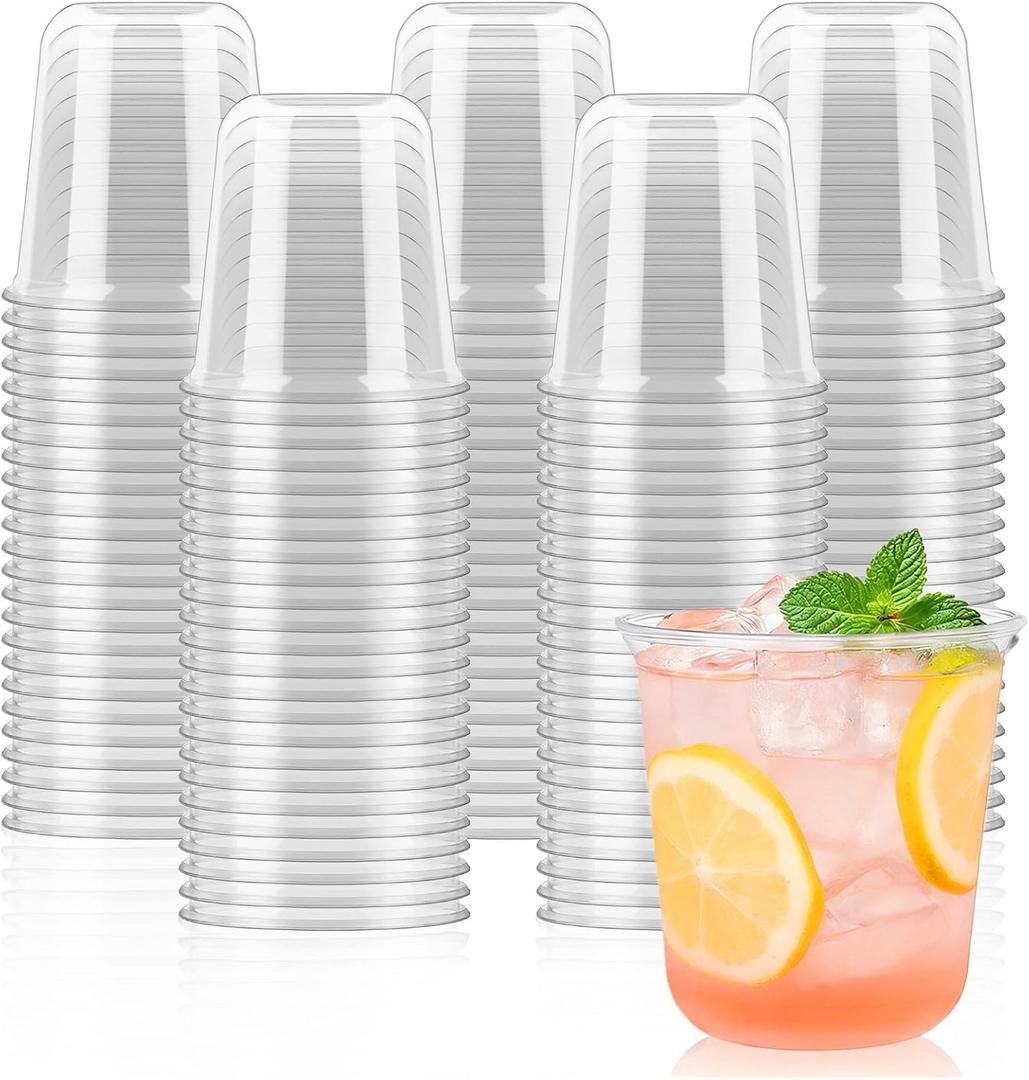 50 Pcs Round Bottom Plastic Cups 12 oz Disposable Stemless Wine Glasses Cocktail Clear Party Cups for Meeting, Wedding, Birthday, Party Supplies