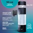 Echo Go+ Hydrogen Water Bottle - Hydrogen Infusion Technology - Rechargeable Water Bottle - SPE & PEM Purification - Active Hydration Support for Skin Health & Immune Function - 10 oz (Black)