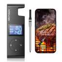 AIRMSEN Wireless Meat Thermometer, 500ft Long Range Cordless Meat Thermometer with Smart LCD Display Standalone Base, High Precision 5.4 Bluetooth with APP & Zirconia Ceramic Handle for BBQ Grill
