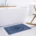 Nautical Compass Indoor Door Mat - 20"x31.5", Non-Slip Welcome Mat for Patio, Navy Blue Striped Coastal Compass Front Door Rug for Entry, Low-Profile Doormat Entrance Rug for Kitchen/Bathroom