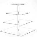 Clay Tonic 4 Tiered Square Acrylic Glass Premium Cupcake Holder-Cake Stand-Cupcake Stand-Dessert Stand-Tea Party Serving Platter (Square)