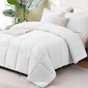CozyLux King Size Comforter Set - White Comforter King Size, 3 Pieces Box Stitched Bed Set for All Seasons, Soft Lightweight Bedding Sets with 1 Down Alternative Comforter and 2 Pillow Shams