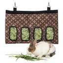 Wallspet Rabbit Hanging Hay Feeder Bag Large Capacity Small Animal Hay Dispenser 600D Oxford Cloth Rabbit Hay Storage Bag for Bunnies Guinea Pigs Chinchillas (Brown)
