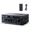 Bluetooth Stereo Receiver &Home Audio Amplifier, 300Wx2 2-Channel for Home Theater & Bookshelf Speakers, w/FM Radio Karaoke, w/USB/SD/RCA/MIC/FM in, with Remote Control, for Garage Bar Party