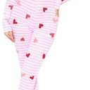 Nicoxijia Women Valentine's Bodycon Pajama Jumpsuit V Neck Long Sleeve Button One Piece Rompers Overall Sleepwear Loungewear (Pink, S)