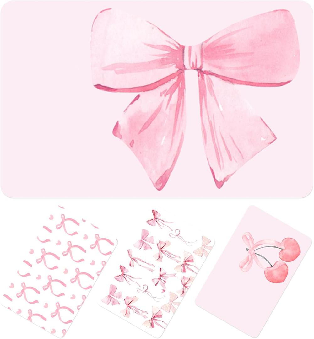 Honoson 16 Pcs Credit Card Skin Cover Set Debit Card Stickers Elegant Waterproof PVC ID Cover Anti-wrinkling for Transportation Fun Gift Idea(Bow,Pink)