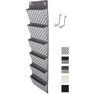 COMPONO Over The Door File Organizer,Wall Mounted Hanging File Folder Holder Mail Organizers,Home Office Supplies Storage Pocket Chart for Paper,Magazine,Notebooks,Planners,6 Large Pockets (Pattern)