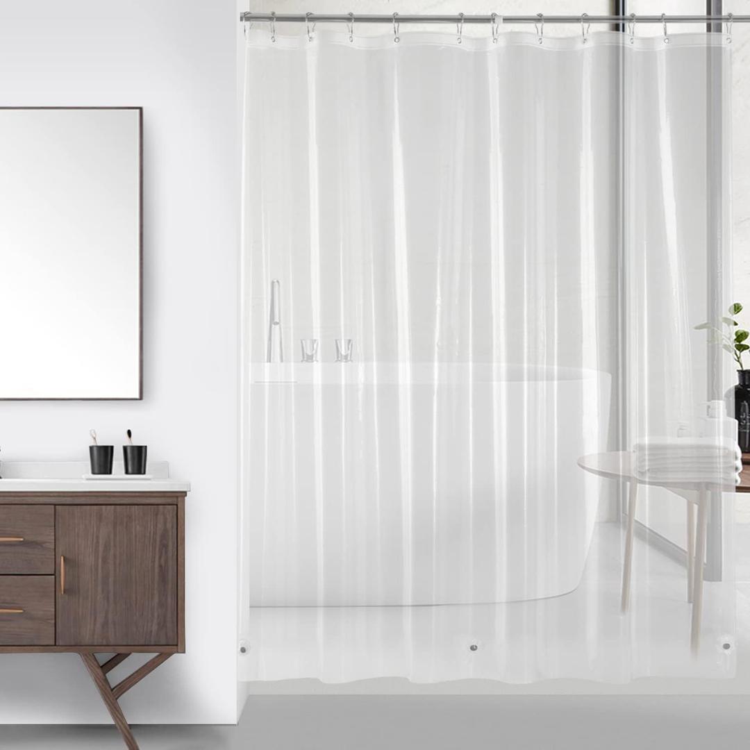 Short Shower Curtain Liner 60 Inch, Clear Peva Plastic Waterproof Small Bathroom Curtain Sets with 3 Bottom Magnets and 12 Metal Hooks 60'' W x 60'' H Short Shower Curtain Liner 60 Inch, Clear Peva Plastic Waterproof Small Bathroom Curtain Sets with 3 Bottom Magnets and 12 Metal Hooks 60'' W x 60'' H