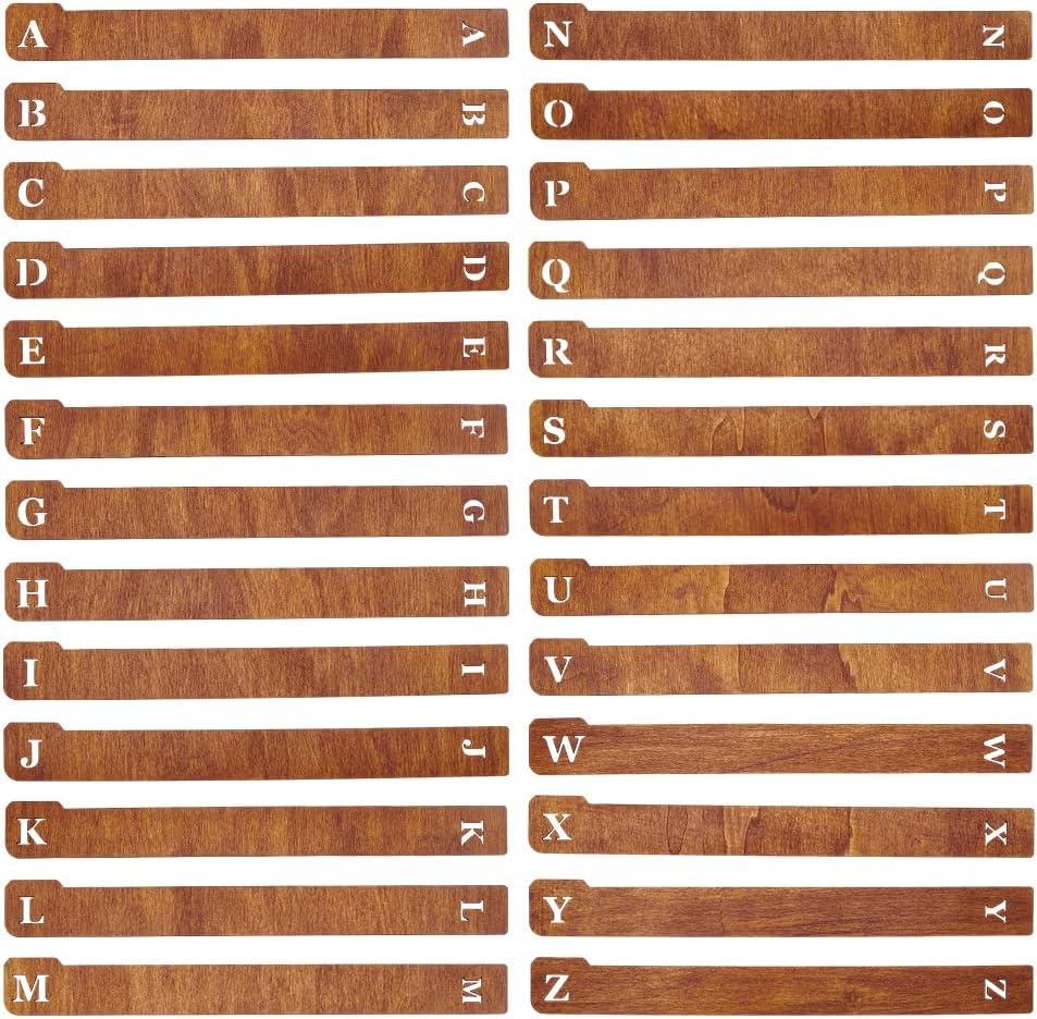 UNICRAFTALE 26Pcs Wood Vinyl Record Dividers DVD CD A-Z Alphabet Dividers Alphabetical Organizer Vinyl Record Alphabet Separators Letter Organizer Guides for Album Media Book Shelf Storage