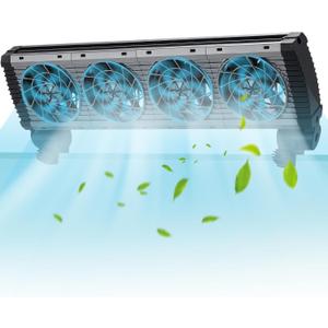 BAOSHISHAN Aquarium Chiller Fan, Powerful Fish Tank Cooling Fan with Adjustable 5 Speed Controller 5 Timer Setting, 180 Rotation Aquarium Cooler Fan Quiet for Tank Home Office (4 Head)