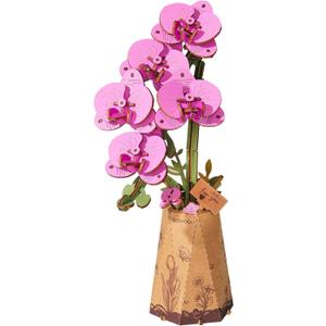 rowood 3D Wooden Puzzles for Adults,DIY Artifical Flower Botanical Collection Building Craft Kit,Mother's Day/Valentine's Day/Teacher's Day Purple Moth Orchid