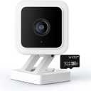 Cam V3 Smart Home Security Camera, Indoor/Outdoor Use, IP65-Rated 1080p Plug-in, Color Night Vision, Motion Detection, Two Way Audio, Works with Alexa, Google Assistant, Cam V3+32GB Micro SD Card