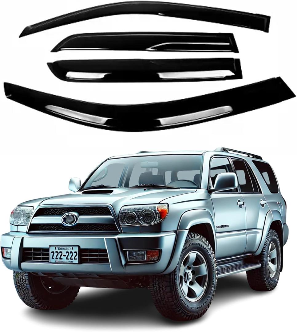 Compatible with Toyota 4Runner 2003 2004 2005 2006 2007 2008 2009 - ZH Window Rain Guards -2mm Thick Tape-On Premium Wind Deflectors for Front and Rear Windows, Durable & Sleek Design, Set of 4