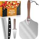 Aluminum Pizza Peel 12x14" With Foldable Wooden Handle - Metal Paddle, Rocker Cutter, and Server for Pizza Oven (Gift-Ready) (12in*14in)