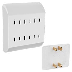 2-Prong 6-Outlet Extender, Multi Plug Outlet with 6 Electrical Outlets Adapter, Quick and Easy Install, Home Essentials, ETL Listed, 125V, 15A, Max 1875W, White