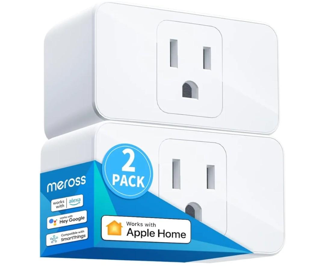 meross Smart Plug Mini, 15A & Reliable Wi-Fi, Support Apple HomeKit, Siri, Alexa, Echo, Google Assistant and Nest Hub, App Control, Timer, No Hub Needed, 2.4G WiFi Only, 2 Pack