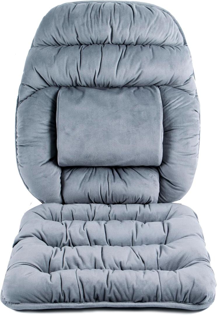 ALIBO Large Size Nonslip Back Support Cushion Low Back Pain Relief Pillow Seat Cushion with Lumbar Rest for Office Chair,Recliner,Rocking Chair,Wheelchair,Auto Car with Long Adjustable Straps