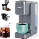 Tastyle Single Serve Coffee Maker, Iced and Hot Coffee Machine for K Cup & Grounds, Compact Design, 40oz Removable Water Reservoir, 6 to 24 Oz Brew Sizes, Fits 7.3" Travel Mug, Gray