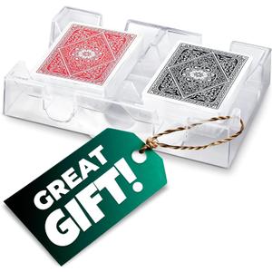 Dual Deck Revolving Canasta Card Holder  360 Rotating Acrylic card holders for playing cards Tray | Holds 2 Decks for Poker, Bridge & More | Clear, Durable & Easy Access for Home & Casino Games