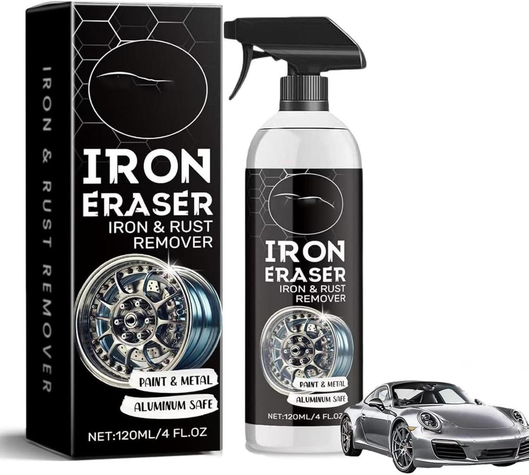 Iron Eraser Rust Remover Spray, Iron Powder Remover Spray for Car Wheels and Paint, Professional Automotive Surface Cleaning, Fast Acting Rust and Brake Dust Remover