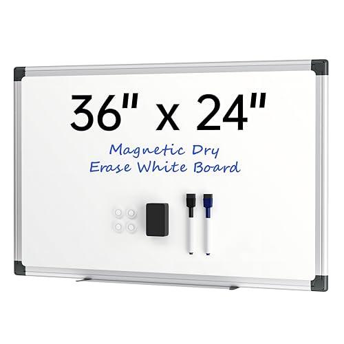 36" x 24"  Whiteboard for Wall, Dry Erase Board with Silver Frame, Hanging White Board for Office, Home, Classroom, Conference Room
