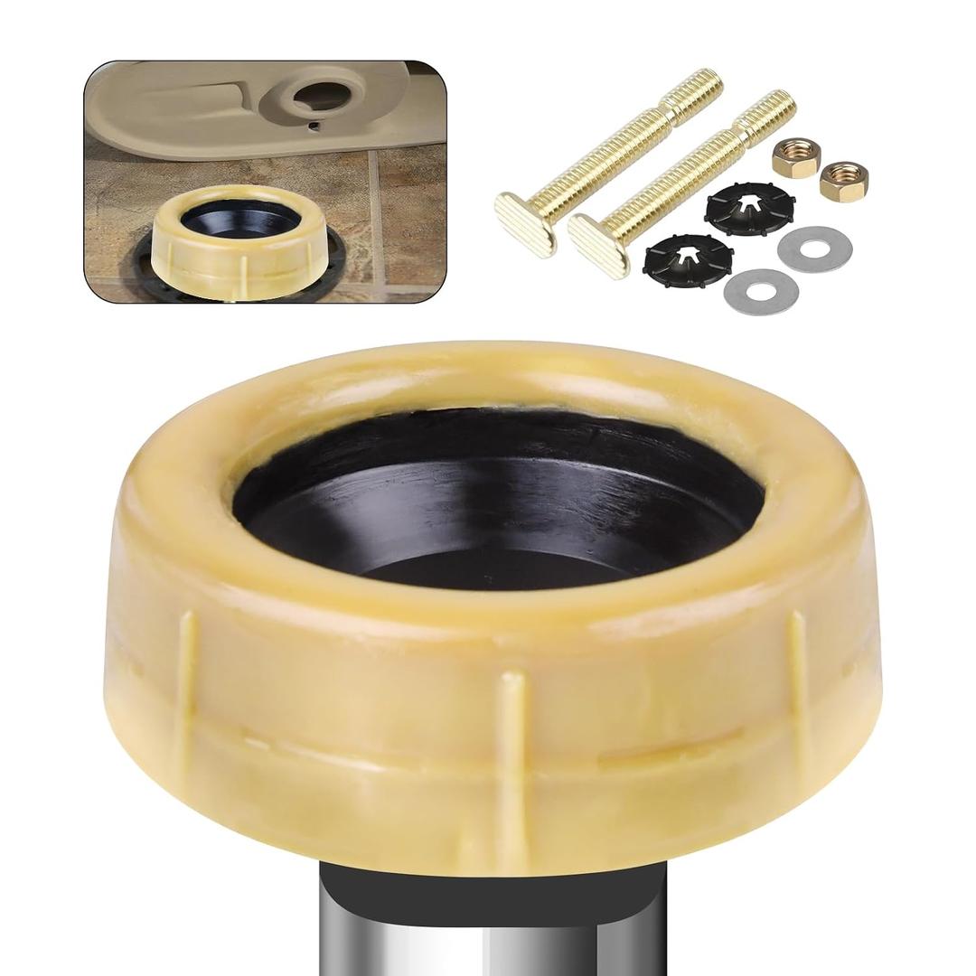 Jamini Extra Thick Toilet Wax Ring Replacement Kit Universal Wax Seal Fits 3" & 4" Drain Pipes, Includes Bolts & Washers, Easy DIY Installation, Compatible with Below-Floor or Level Flanges