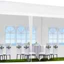 10'x30' Party Tent, Outdoor Wedding Canopy Tents for Parties with 5 Removable Sidewalls, Heavy Duty Canopy Outside Gazebo Event Tent for Parties Garden Patio Backyard, White