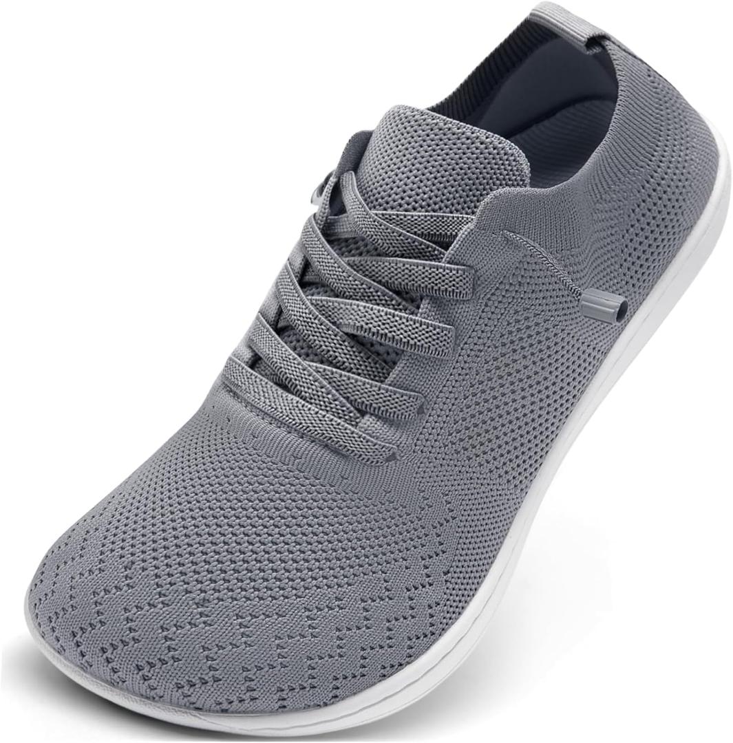 Barefoot Shoes Women Wide Slip-On Barefoot Running Tennis Walking Sneakers Minimalist Breathable Shoes Zero Drop Sole for Workout Gym Travel (Light Gray, Size: 11 Wide)