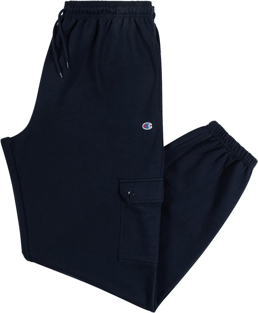 Champion Cargo Sweatpants for Men Big and Tall Fleece Jogger Sweatpants (3X-Large Tall, Navy)