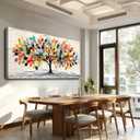 WLWBINTING Canvas wall art for living room Large vintage Wall Decor For Bedroom Modern Office Decoration Abstract Colorful tree of life Paintings Artwork for Walls Pictures Farmhouse Home Decor (40"L x 20"W)