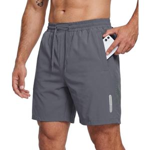 PRIVIMIX Mens Quick Dry 7 Inch Gym Shorts with Zipper Pockets Stretch Athletic Shorts for Running Workout (XL)