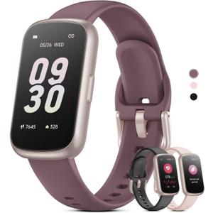 Health Fitness Tracker Smart Watch with 24/7 Heart Rate, Blood Oxygen, Sleep Tracker, Pedometer, 3 Colorful Bands & 3ATM Waterproof Activity Tracker with Step Calorie Counter, Smoke Violet