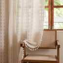 Sutuo Home Boho Curtains 63 inches Long for Kitchen Kid's Room, Light Filtering Farmhouse Shabby Chic Tassels Window Treatment Bohemian Privacy Drape Decor, Rod Pocket 1 Panel 52" W x 63" L, Natural