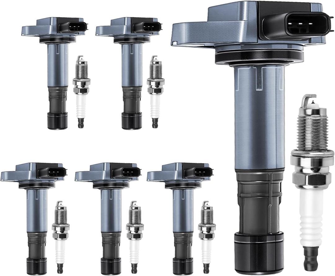UF400 Ignition Coil Pack & 92213 Iridium Spark Plugs Compatible with Honda Accord 3.0L 2004-2007, Compatible with Acura MDX 2007-2009 3.7L, C1460, Set of 6
