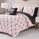 Juicy Couture Light Pink/Black Link Logo Printed Comforter Set, Full – Complete 8-Piece Bed in a Bag Collection