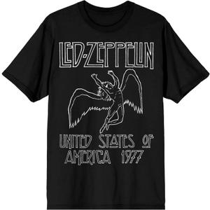 Led Zeppelin Falling Icarus 1977 Men's Crew Neck Short Sleeve T-Shirt (Medium, Black)