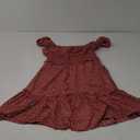 YOBECHO Womens Summer Ruffle Sleeve Sweetheart Neckline Printing Dress Mini Dresses (Small, Brick Red)
