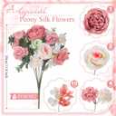 Wavwavw 6 Pcs Artificial Peony Silk Florals Fake Mix Silk Peony Rose Faux Flower Hydrangea Bouquet Elegant Realistic Wedding Floral Centerpiece for Home Party Table Arrangement (Light Pink)