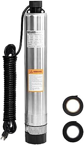 WASSERMANN 4" Effluent/Cistern Bottom Suction Pump with 33FT Cable,1HP,115V/60HZ,32GPM,207FT Head,Stainless Steel Deep Well Submersible Pump for Septic Tank Home and Industrial Agricultural