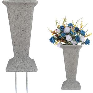 Cemetery Vase for Grave Headstones with Metal Spike, Flower Pots for Outdoor Plants, Memorial Vases for Graves