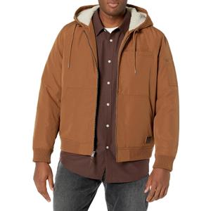 Lucky Brand Men's Bomber Jacket with Faux Sherpa Lined Hood, (Brown, S)