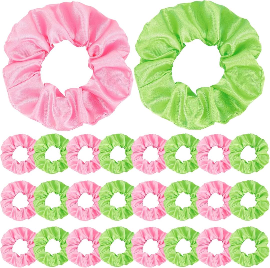 24 Pcs Pink and Green Hair Scrunchies Christmas Stocking Stuffers Good Witch and Princess Wizard Party Favors Witch Hair Accessories Wizard Movie Fan Women Friendship Gifts(Elegant Style)